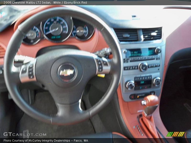 White / Ebony/Brick Red 2008 Chevrolet Malibu LTZ Sedan