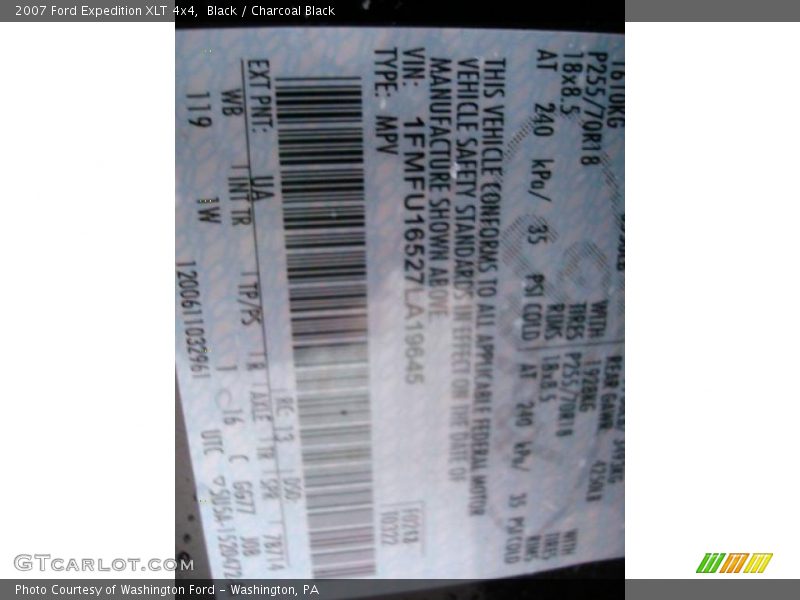 Black / Charcoal Black 2007 Ford Expedition XLT 4x4