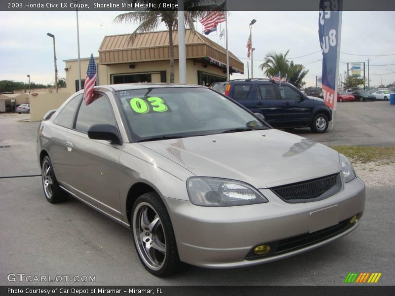 Shoreline Mist Metallic / Beige 2003 Honda Civic LX Coupe