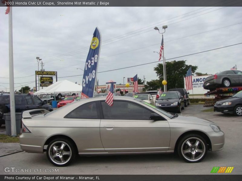 Shoreline Mist Metallic / Beige 2003 Honda Civic LX Coupe