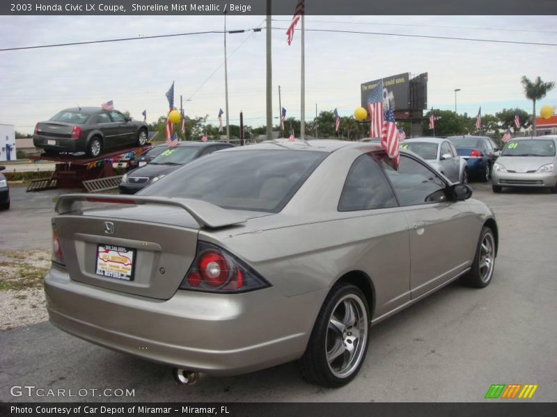 Shoreline Mist Metallic / Beige 2003 Honda Civic LX Coupe