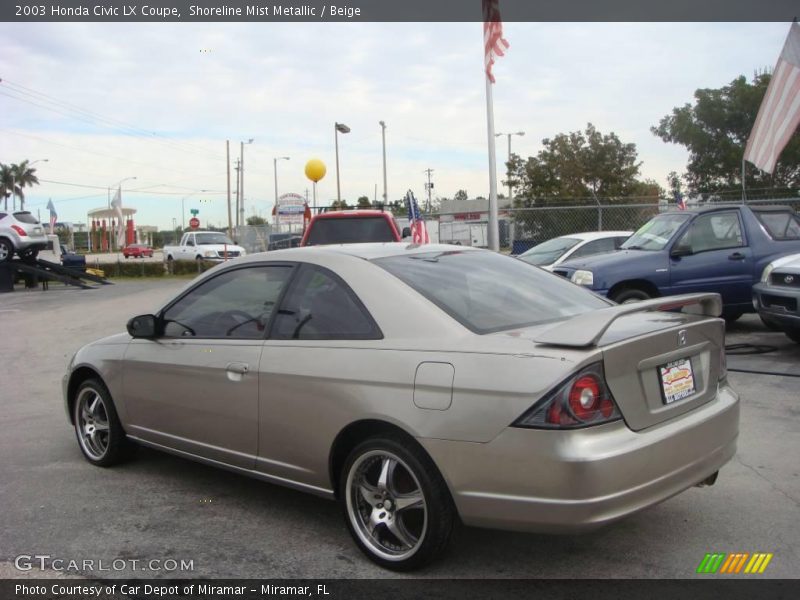 Shoreline Mist Metallic / Beige 2003 Honda Civic LX Coupe
