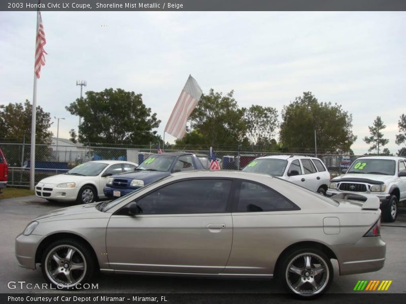 Shoreline Mist Metallic / Beige 2003 Honda Civic LX Coupe