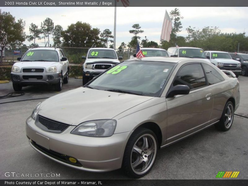 Shoreline Mist Metallic / Beige 2003 Honda Civic LX Coupe