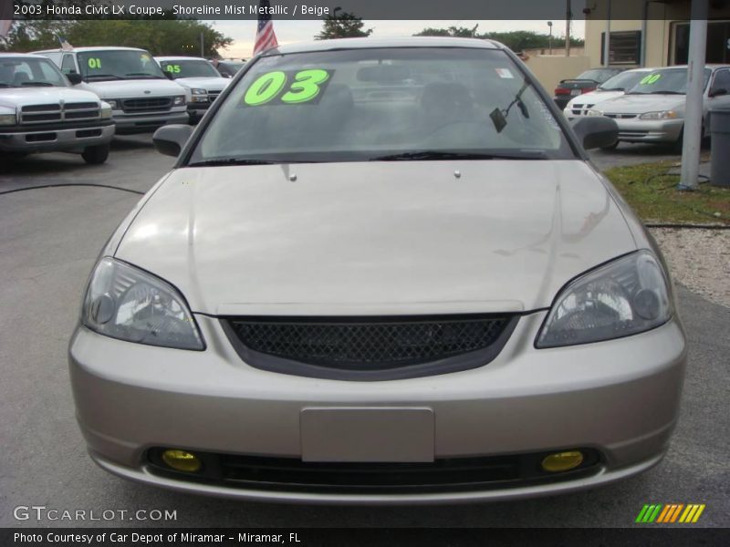 Shoreline Mist Metallic / Beige 2003 Honda Civic LX Coupe