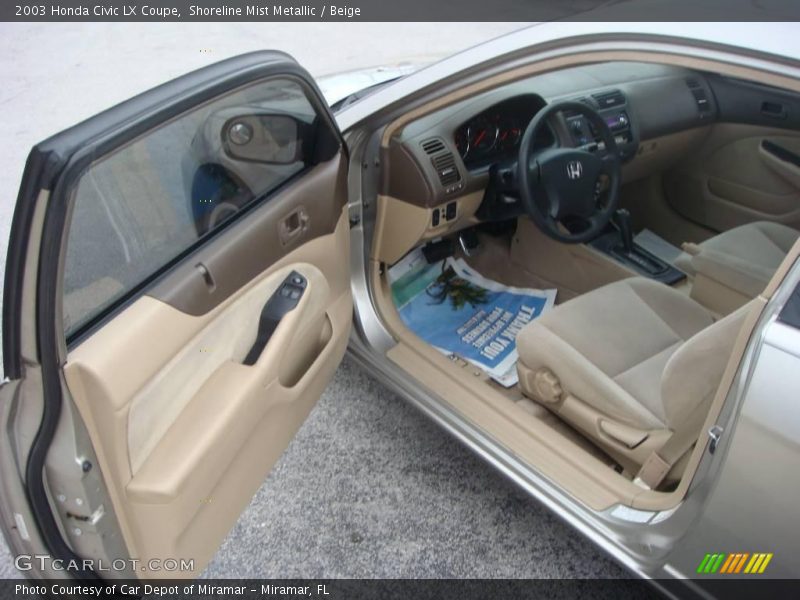 Shoreline Mist Metallic / Beige 2003 Honda Civic LX Coupe