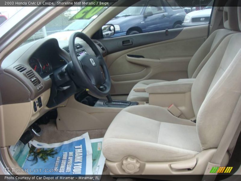 Shoreline Mist Metallic / Beige 2003 Honda Civic LX Coupe