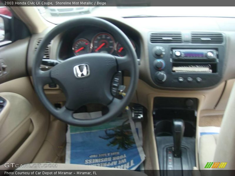 Shoreline Mist Metallic / Beige 2003 Honda Civic LX Coupe
