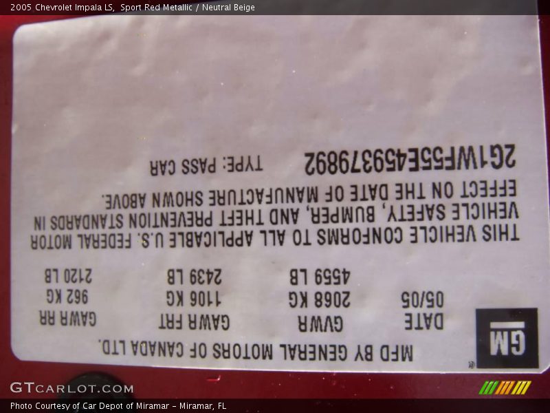 Sport Red Metallic / Neutral Beige 2005 Chevrolet Impala LS