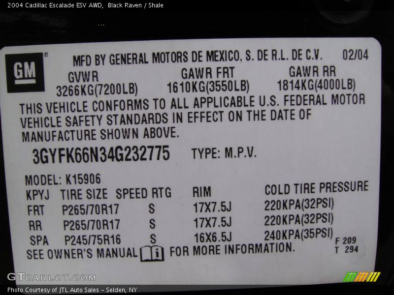 Black Raven / Shale 2004 Cadillac Escalade ESV AWD
