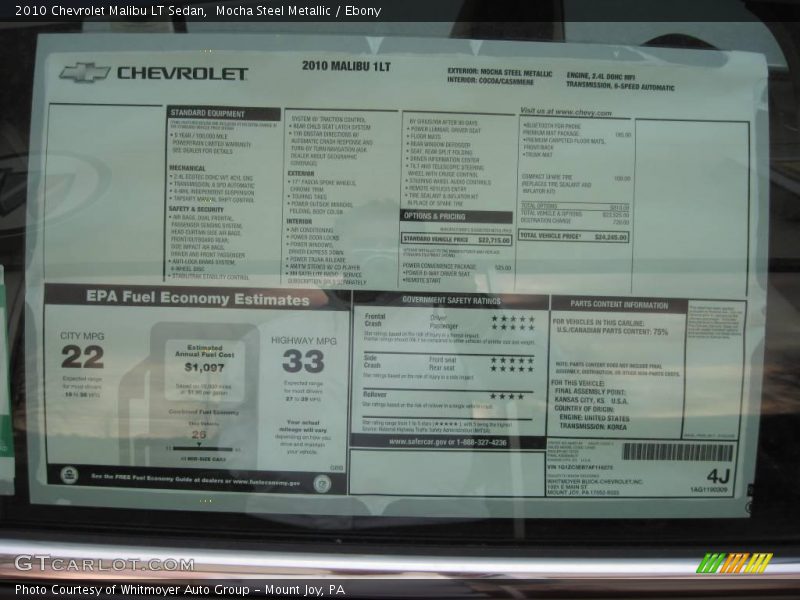 Mocha Steel Metallic / Ebony 2010 Chevrolet Malibu LT Sedan