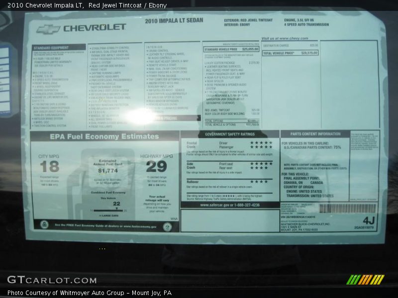 Red Jewel Tintcoat / Ebony 2010 Chevrolet Impala LT