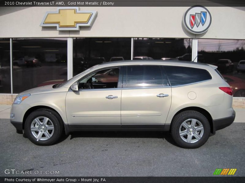 Gold Mist Metallic / Ebony 2010 Chevrolet Traverse LT AWD
