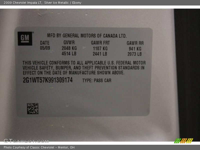 Silver Ice Metallic / Ebony 2009 Chevrolet Impala LT