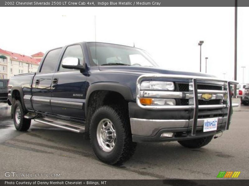 Indigo Blue Metallic / Medium Gray 2002 Chevrolet Silverado 2500 LT Crew Cab 4x4