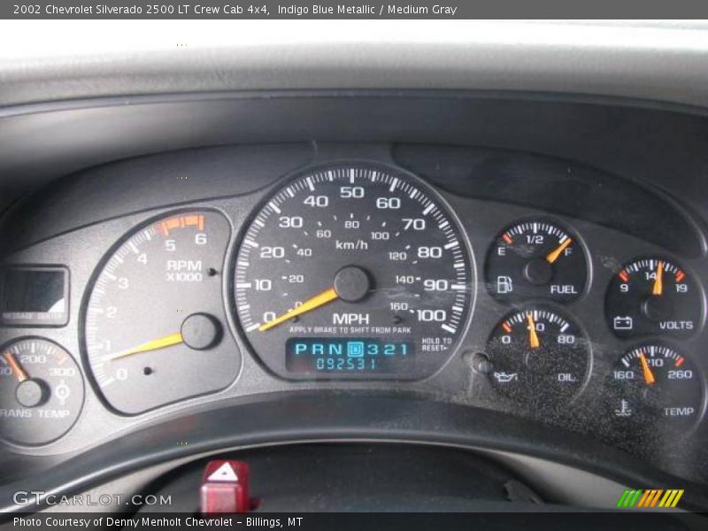 Indigo Blue Metallic / Medium Gray 2002 Chevrolet Silverado 2500 LT Crew Cab 4x4