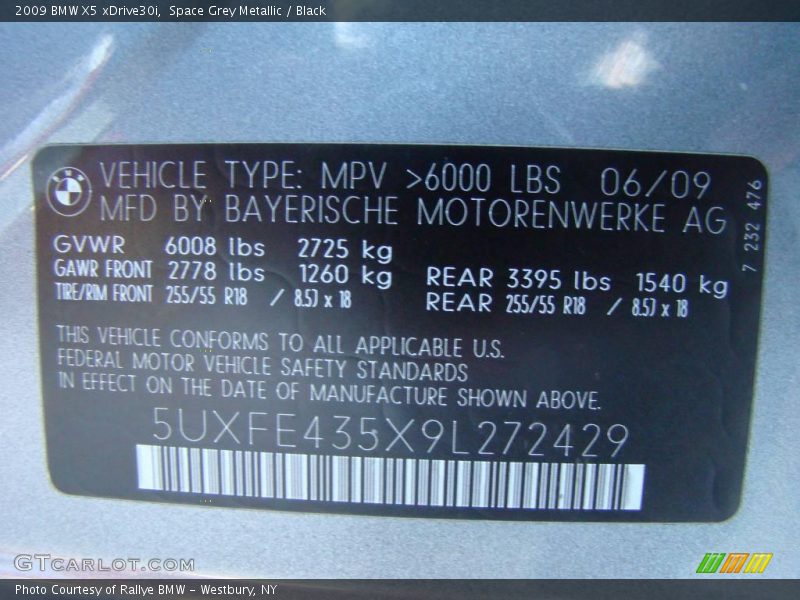Space Grey Metallic / Black 2009 BMW X5 xDrive30i