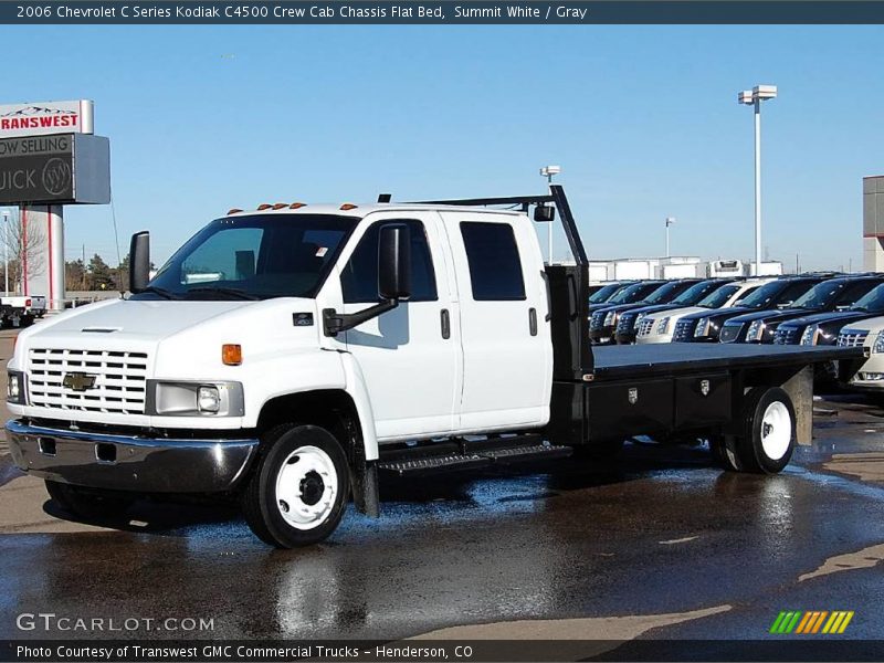 Summit White / Gray 2006 Chevrolet C Series Kodiak C4500 Crew Cab Chassis Flat Bed