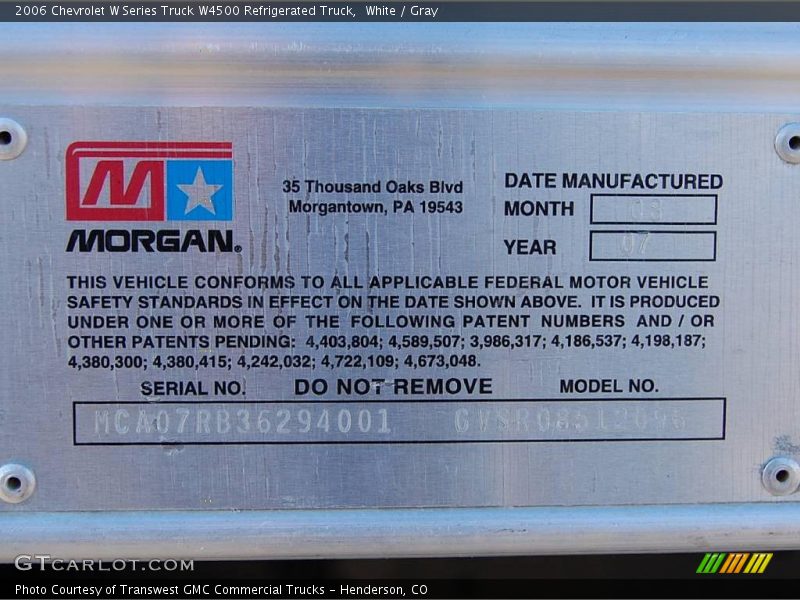 White / Gray 2006 Chevrolet W Series Truck W4500 Refrigerated Truck