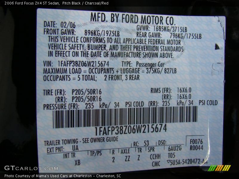 Pitch Black / Charcoal/Red 2006 Ford Focus ZX4 ST Sedan