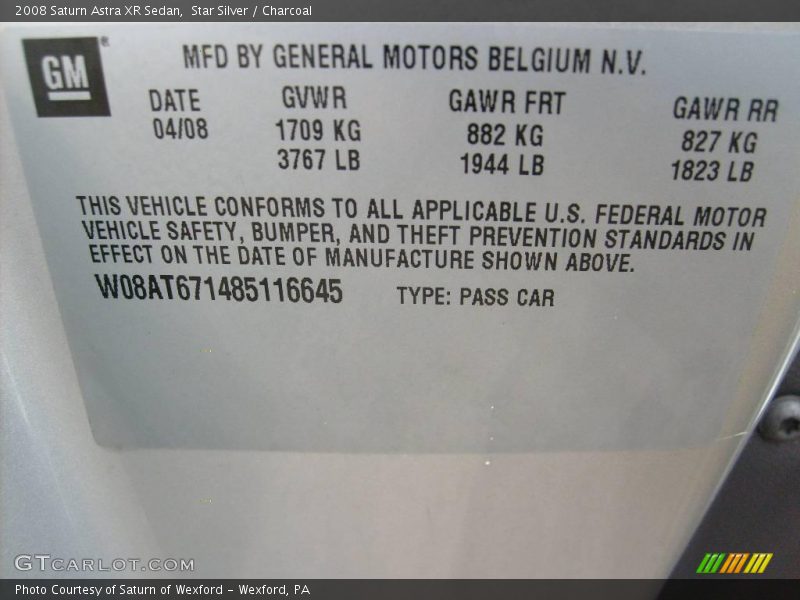 Star Silver / Charcoal 2008 Saturn Astra XR Sedan