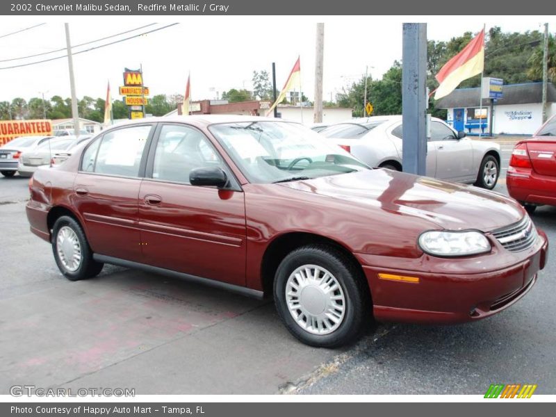 Redfire Metallic / Gray 2002 Chevrolet Malibu Sedan