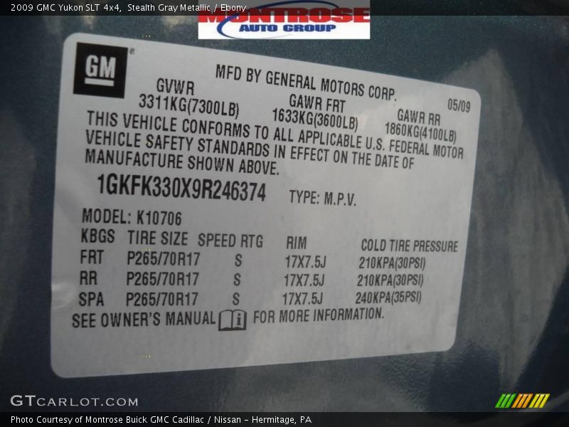 Stealth Gray Metallic / Ebony 2009 GMC Yukon SLT 4x4