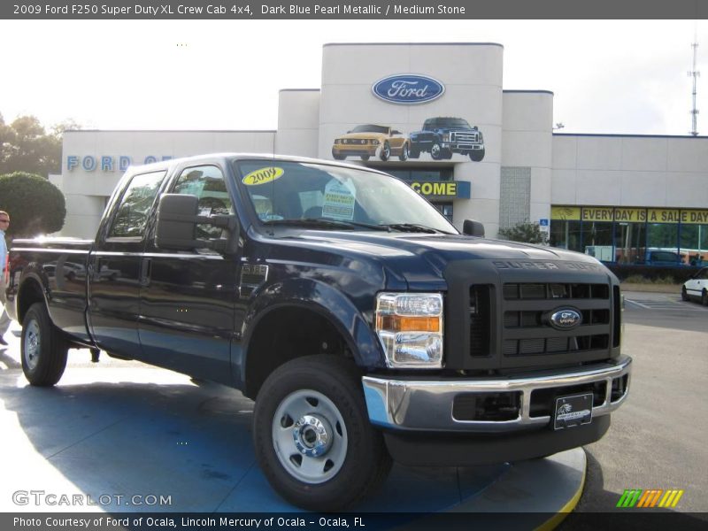 Dark Blue Pearl Metallic / Medium Stone 2009 Ford F250 Super Duty XL Crew Cab 4x4