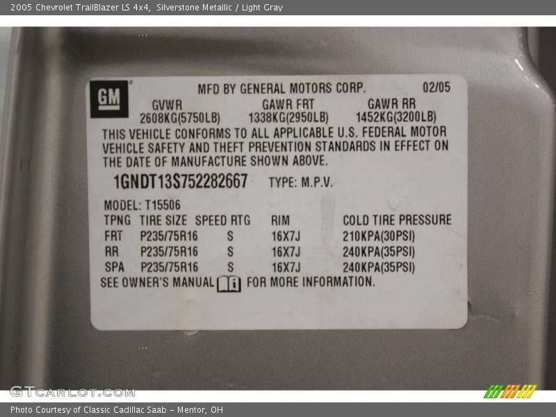 Silverstone Metallic / Light Gray 2005 Chevrolet TrailBlazer LS 4x4