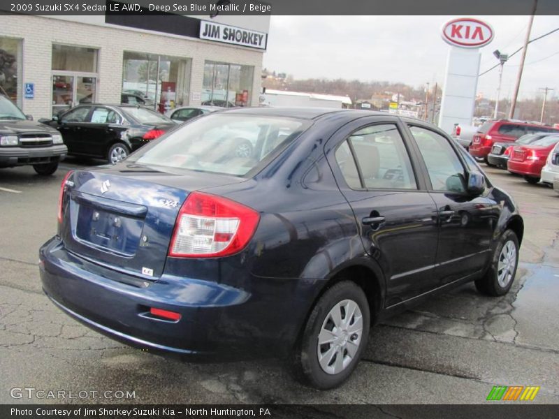 Deep Sea Blue Metallic / Beige 2009 Suzuki SX4 Sedan LE AWD