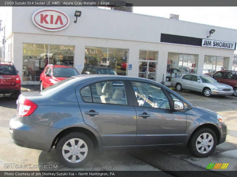 Azure Gray Metallic / Beige 2009 Suzuki SX4 Sedan LE AWD