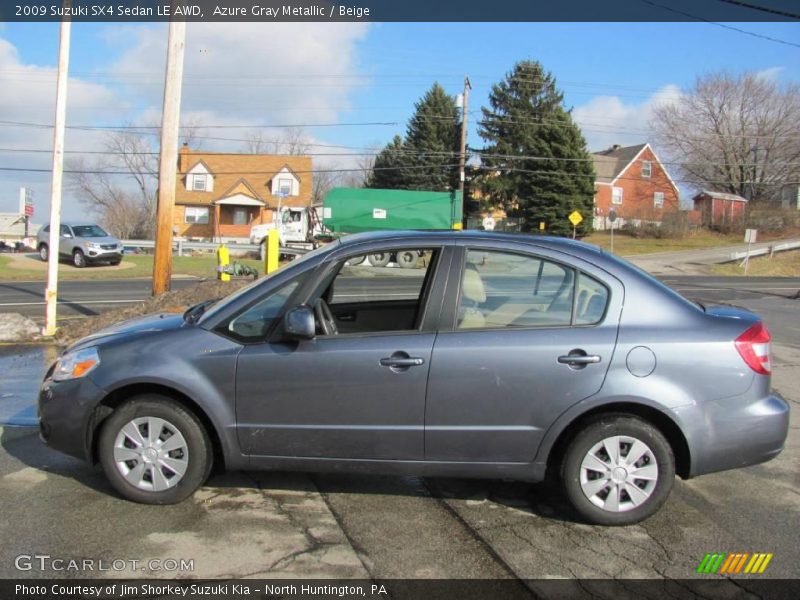 Azure Gray Metallic / Beige 2009 Suzuki SX4 Sedan LE AWD