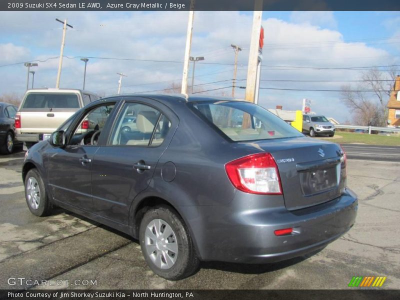 Azure Gray Metallic / Beige 2009 Suzuki SX4 Sedan LE AWD