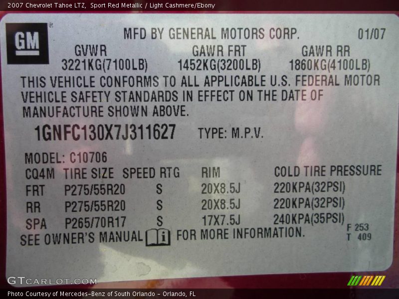 Sport Red Metallic / Light Cashmere/Ebony 2007 Chevrolet Tahoe LTZ