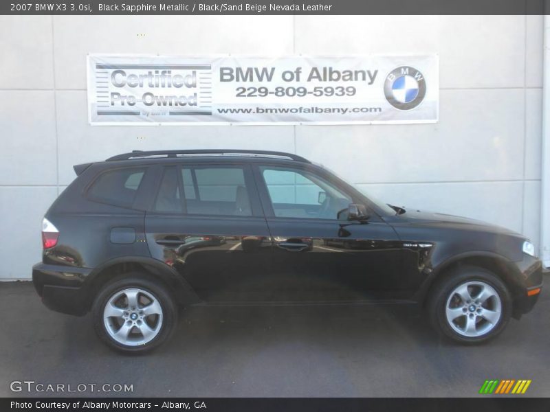 Black Sapphire Metallic / Black/Sand Beige Nevada Leather 2007 BMW X3 3.0si