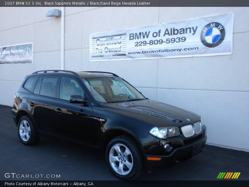 Black Sapphire Metallic / Black/Sand Beige Nevada Leather 2007 BMW X3 3.0si