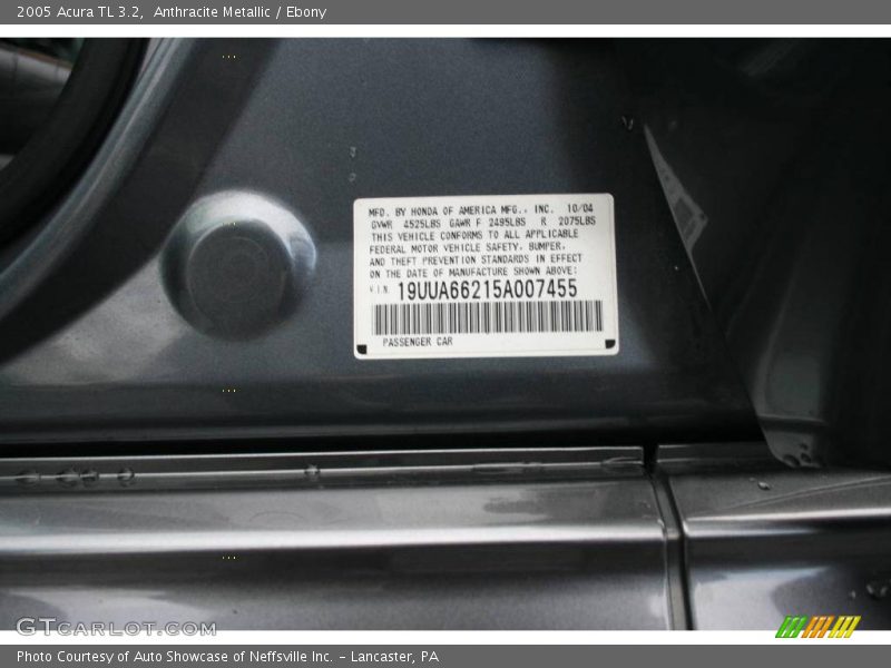 Anthracite Metallic / Ebony 2005 Acura TL 3.2