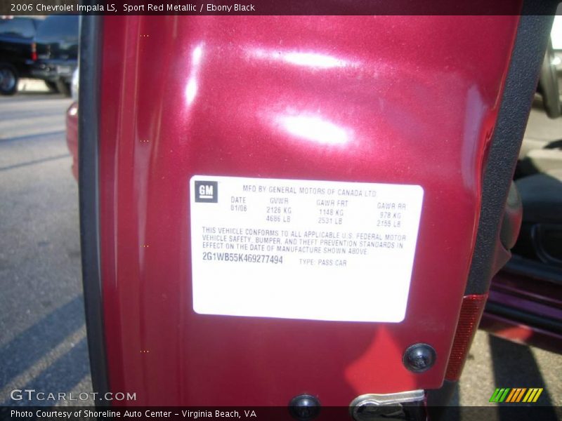 Sport Red Metallic / Ebony Black 2006 Chevrolet Impala LS