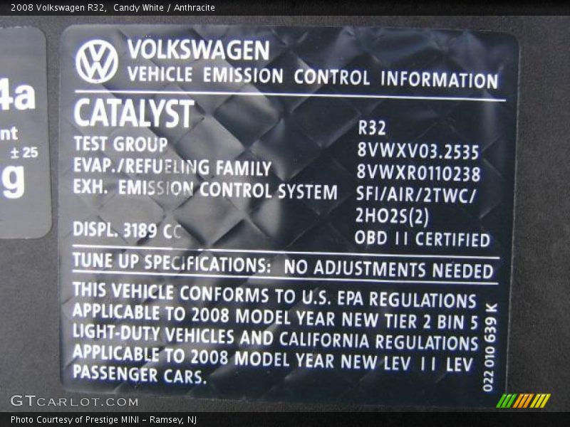 Candy White / Anthracite 2008 Volkswagen R32