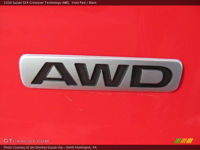 Vivid Red / Black 2009 Suzuki SX4 Crossover Technology AWD