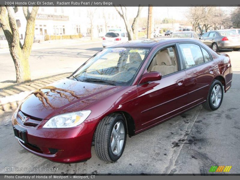 Radiant Ruby Pearl / Ivory Beige 2004 Honda Civic EX Sedan