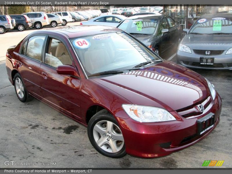 Radiant Ruby Pearl / Ivory Beige 2004 Honda Civic EX Sedan