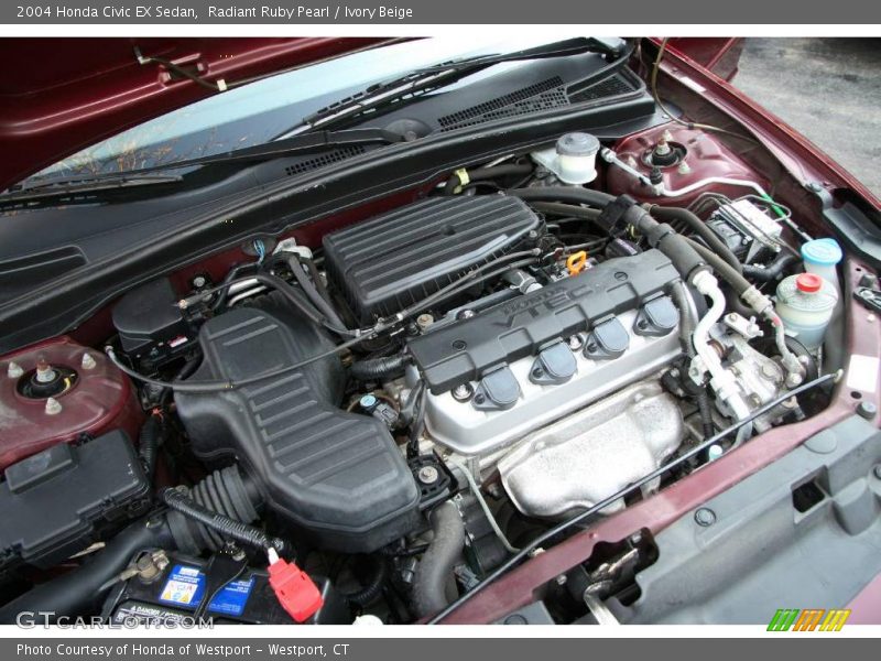 Radiant Ruby Pearl / Ivory Beige 2004 Honda Civic EX Sedan