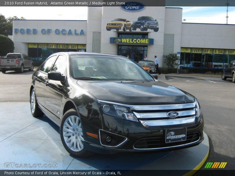 Atlantis Green Metallic / Medium Light Stone 2010 Ford Fusion Hybrid