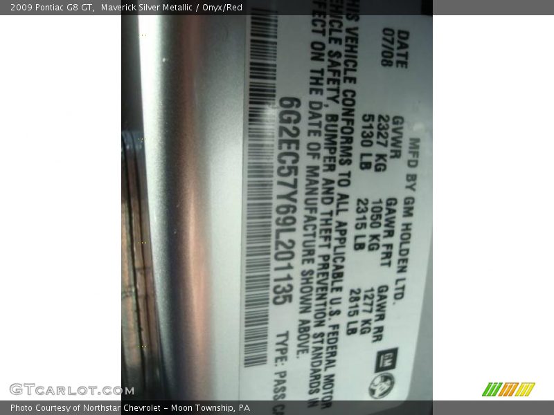 Maverick Silver Metallic / Onyx/Red 2009 Pontiac G8 GT