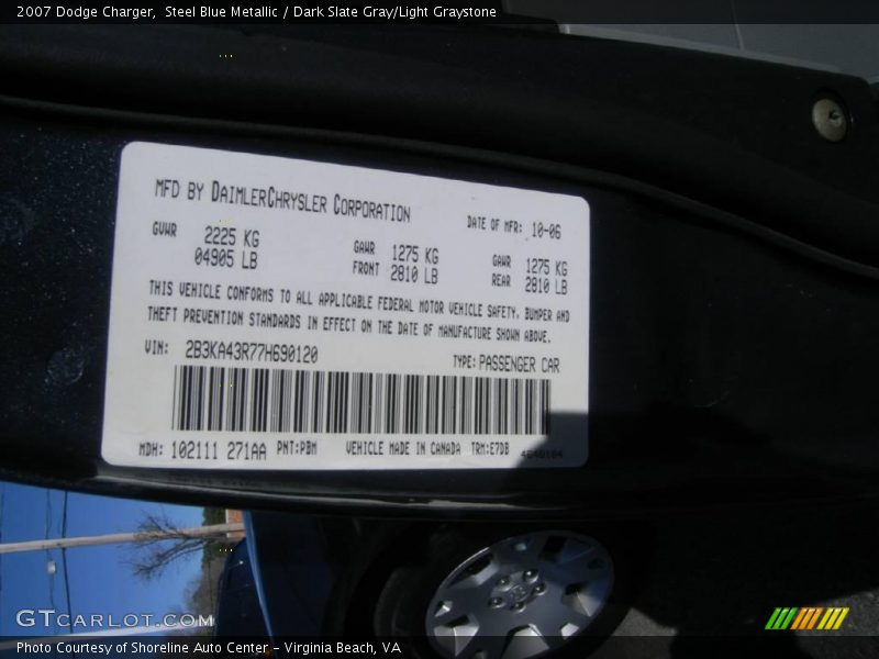 Steel Blue Metallic / Dark Slate Gray/Light Graystone 2007 Dodge Charger