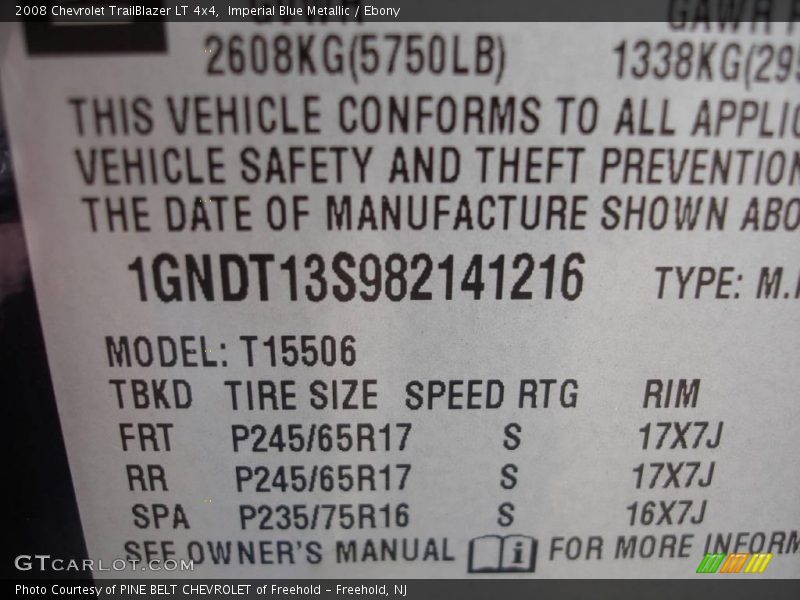 Imperial Blue Metallic / Ebony 2008 Chevrolet TrailBlazer LT 4x4