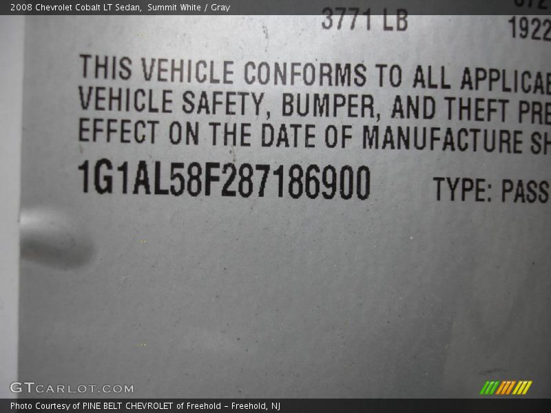Summit White / Gray 2008 Chevrolet Cobalt LT Sedan