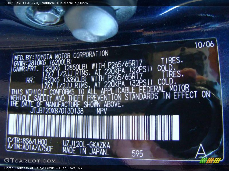 Nautical Blue Metallic / Ivory 2007 Lexus GX 470