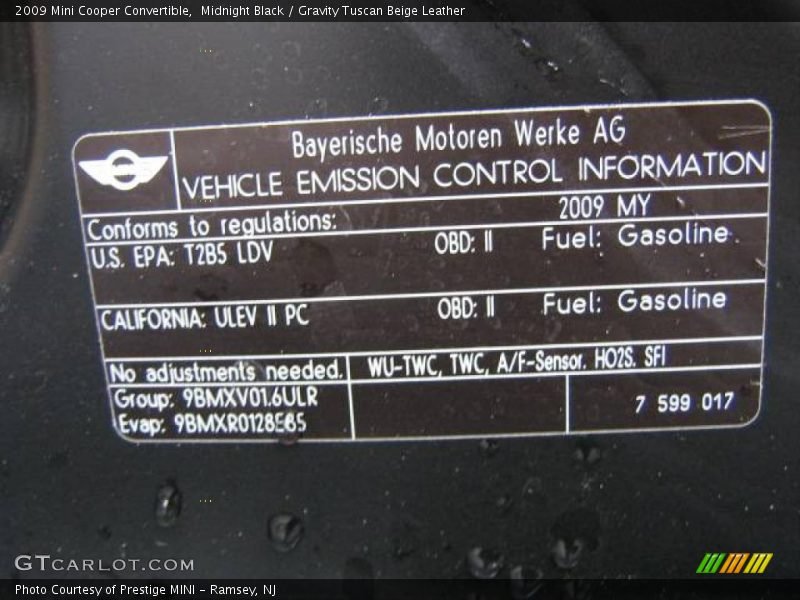 Midnight Black / Gravity Tuscan Beige Leather 2009 Mini Cooper Convertible